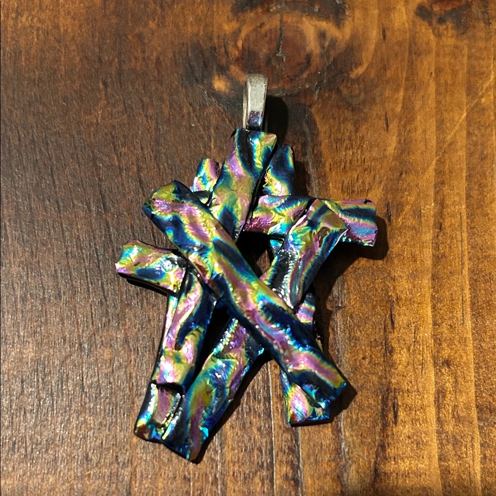Colorful Iridescent Dichroic Glass Fused Pendant